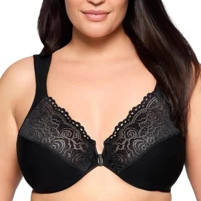 Afbeelding van Glamorise Vrouwen Wonderwire Front sluiting BH Onderdraad #1245, Zwart, 80H