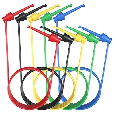 Afbeelding van Cleqee 5 STKS Dual Minigrabber naar IC Test Haken Clips Sonde Siliconen Leads 20AWG Jumper Draden Kabels voor Elektronische Testen