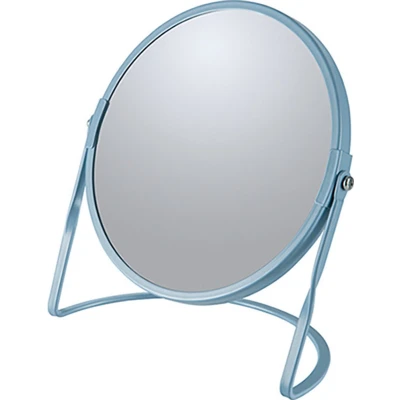 Afbeelding van Make up spiegel Cannes 5x zoom metaal 18 x 20 cm blauw dubbelzijdig