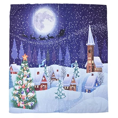 Afbeelding van Xmas Traditionele Raam Gordijnen, Niet Vervagen Woonkamer Gordijnen Kerst voor Veranda of een andere Buitenruimte Terras(Kerst 12)