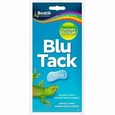 Afbeelding van BOSTIK Blu Tack Original blauw, schoolformaat, zelfklevend, vormbaar en herbruikbaar, bevestiging van voorwerpen, schoon, veilig eenvoudig te bedienen, vervangt punaises plakband, meer dan 90 g