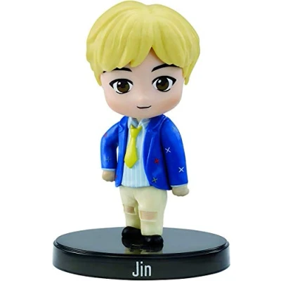 Afbeelding van Jin van BTS, vinyl minipop (ruim 7,5 cm) met standaard, gebaseerd op de internationale boyband Bangtan Boys, gemakkelijk mee te nemen, speelgoed voor jongens en meisjes vanaf 6 jaar., GKH76