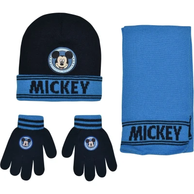 Afbeelding van Disney Winterset Mickey Acryl Donkerblauw 3 delig One size