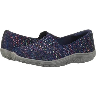 Afbeelding van Skechers Reggae Fest Wicker Engineered Knit Twin Gore Slip On (Willows) platte instappers, navy, 38 EU