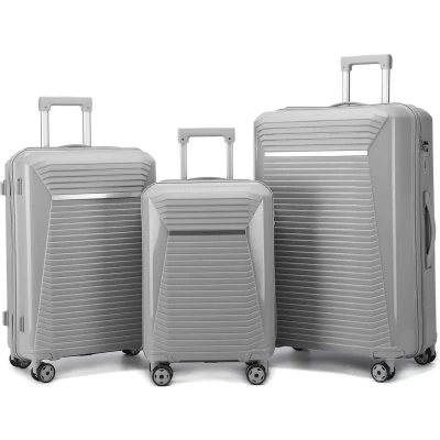 Afbeelding van Senella Luxe kofferset 3 delige Reiskoffer met wielen ABS Hardcase TSA slot design Grijs/zilver