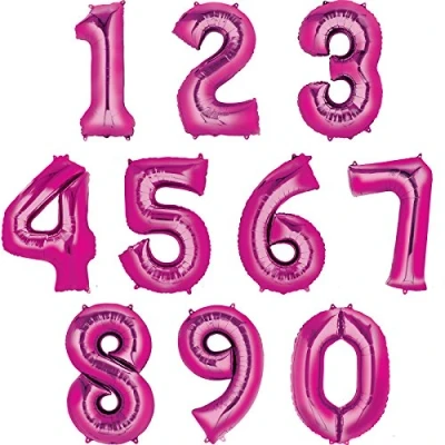 Afbeelding van UNIQUE Fuchsia aluminium cijfer ballon
