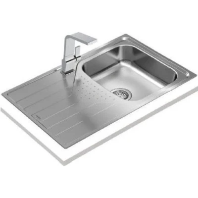 Afbeelding van Teka Universe 45 T XP 1C 1E spoelbak, cm, links en ingebed, 1 emmer afdruipvlak, afvoergarnituur met handmatig ventiel, gepolijst oppervlak, roestvrij staal