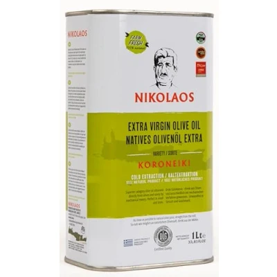 Afbeelding van Olijfolie 1 liter uit Kreta, Griekenland &quot;Nikolaos&quot; Premium Kwaliteit 0,3% / Koudgeperst, Extra Vierge Natuurlijk &quot;Supervers Rijk aan Polyfenolen // Houdbaarheidsdatum: november 2025