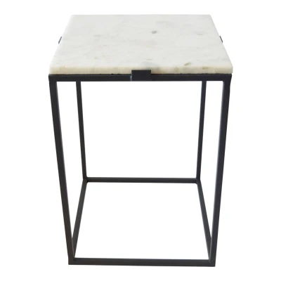 Afbeelding van LOFT42 Marble Bijzettafel Vierkant Wit Metaal Marmer 32x32x46