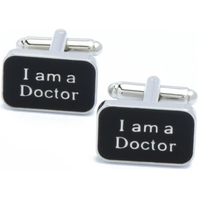 Afbeelding van Manchetknopen Zwart Rechthoekig I Am a Doctor