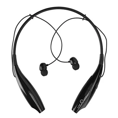 Afbeelding van Bluetooth oortelefoon met nekband, draadloze headset, intrekbare draagbare stereogeluidskoptelefoon, ruisonderdrukkende sportheadsets microfoon(Zwart)