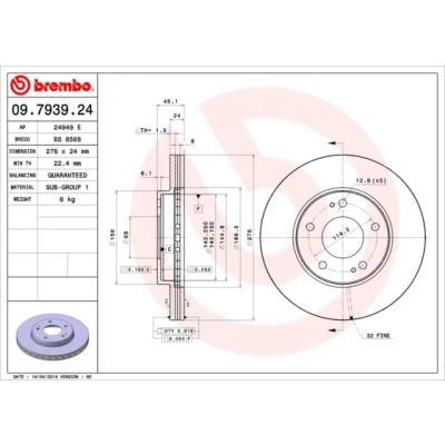 Afbeelding van Brembo Remschijf 09.7939.24