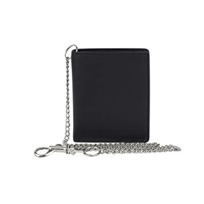 Afbeelding van LEAS Mini portemonnee extra plat met ketting in staand formaat dun, platte RFID bescherming, biker wallet blokfolie geschenkdoos, echt leer, zwart, 9,5x7,5cm, Minibeurs