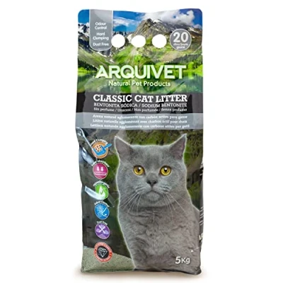 Afbeelding van Arquivet Classic kattenbakvulling 5 kg 100% natuurlijk klonterstrooisel met actieve kool voor katten absorptievermogen helpt geuren en bacteriën te verwijderen