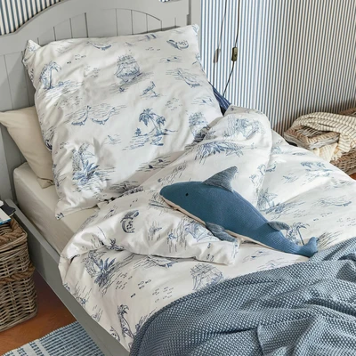 Afbeelding van LOBERON Beddengoed Douxie crème/blauw