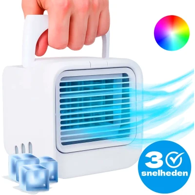 Afbeelding van Mini Airco met LED Licht Tafelventilator USB C Aircooler Bureau Ventilator Silvergear