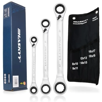 Afbeelding van HASKYY 3 delige set dubbele ringsleutelset SW 8 19 mm in systeemtas I 10x9 11 12 13x14 15 16 17X18 steek