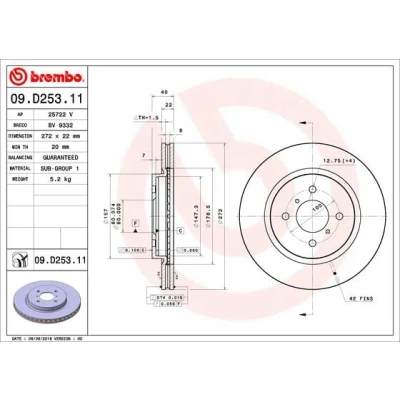 Afbeelding van Brembo Remschijven 09.D253.11