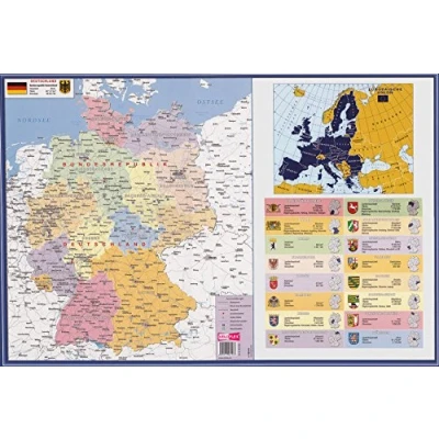 Afbeelding van Veloflex 4674000 bureauonderlegger Duitsland, 40 x 60 cm, antislip, afwasbaar, met transparante antireflecterende beschermfolie, bureauonderlegger, schilderonderlegger, knutselonderlegger, 1 stuk