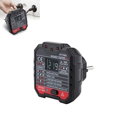 Afbeelding van Zetiling Stopcontacttester, automatische stopcontacttester met lcd display, aarddraadtest onder spanning RCD HT106D / HT106B HT106E (#1)