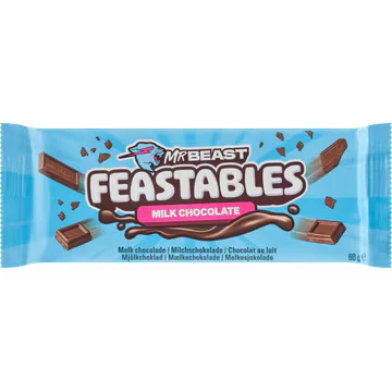 Afbeelding van Feastables MrBeast Milk Chocolate chocoladereep Bevat 10 Repen van 60 gram.