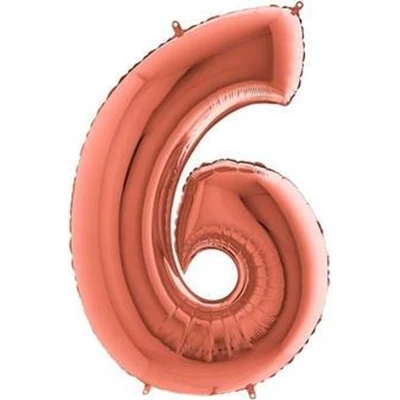 Afbeelding van Folieballon cijfer &#039;6&#039; rosé goud (100cm)