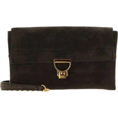 Afbeelding van COCCINELLE Leren Schoudertas Arlettis Suede Handbag Bark Donkergroen