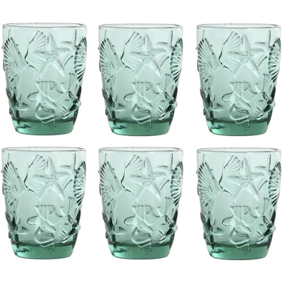 Afbeelding van Glazenset Home ESPRIT Turkoois Kristal Mediterrane Met reliëf 290 ml (6 Stuks)