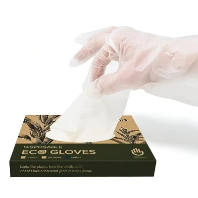 Afbeelding van Joeji&#039;s Kitchen 100 stuks ecologisch afbreekbare wegwerphandschoenen, groot formaat, niet van latex, cornzetmeel, compostable en veilige voedselprep handschoenen
