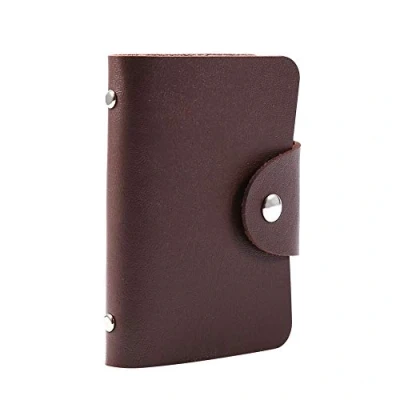 Afbeelding van 1 st PU Lederen ID Credit Visitekaarthouder Card Case Portemonnee Creditcardhouder Pocket Purse voor 24 kaarten(Brown)