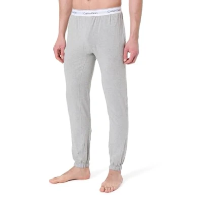 Afbeelding van Calvin Klein heren Tapered fit loungebroek met logoband in de kleur Grijs, maat: S