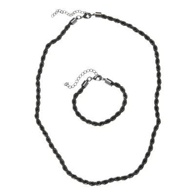 Afbeelding van Urban Classics SET Charon Intertwine AND Ketting, Maat: One Size, Gunmetal