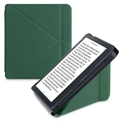 Afbeelding van kwmobile e reader hoesje compatibel Met Kobo Libra 2 hoes standaard Ereader cover van kunstleer In donkergroen