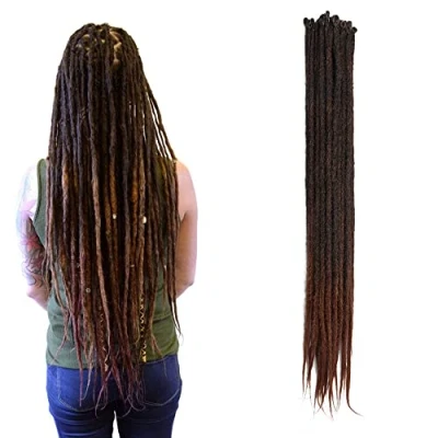 Afbeelding van Dunne 0,6 cm Synthetische Dreadlock Uitbreidingen Handgemaakte 20 Inch Strengen Gehaakt Haar Lange Gehaakte Vlechten Hip Hopstijl Zachte Dreads Haarextensies, MT1B 30#