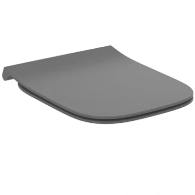 Afbeelding van Ideal Standard i.life B smalle toiletbril met soft close, metalen scharnieren, glanzend grijs
