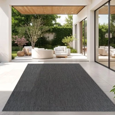 Afbeelding van Vloerkleed Voor Outdoor Keukenvloerkleed Balkon Terras Eenkleurig Design Modern, Kleur:Antraciet, Maat:300x400 cm