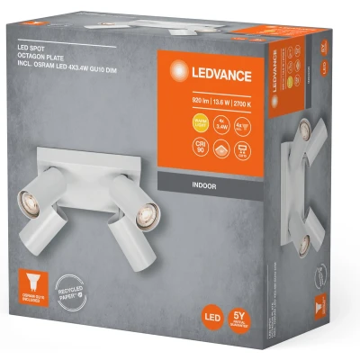 Afbeelding van LEDVANCE Octagon LED spot, dimbaar, 4 lamps, vierkant, wit