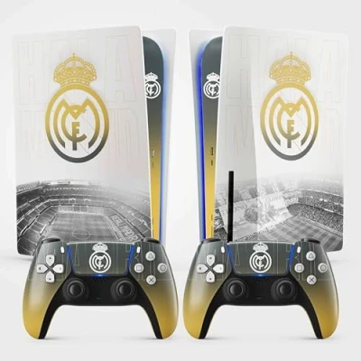 Afbeelding van sticker PS 5 voetbal, voor console en controller, standaard Disc editie, Skin Madrid (2 controllers)