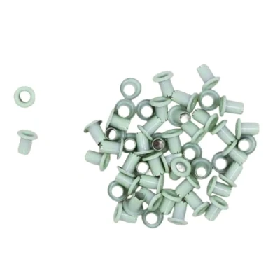 Afbeelding van Craftelier Verpakking met 50 mini oogjes, ideaal voor kaartwaren, scrapbooking en knutselwerk, geschikt verschillende materialen, grootte ca. binnendiameter 3 mm buiten 5 mm, mintgroen