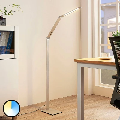 Afbeelding van Lucande LED vloerlamp met dimmer 1licht aluminium H: 125 cm alu geborsteld Inclusief lichtbron