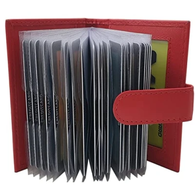Afbeelding van MJ Design Germany XXL creditcardhouder kalfsleer voor 22 creditcards met RFID en NFC bescherming (Rood)