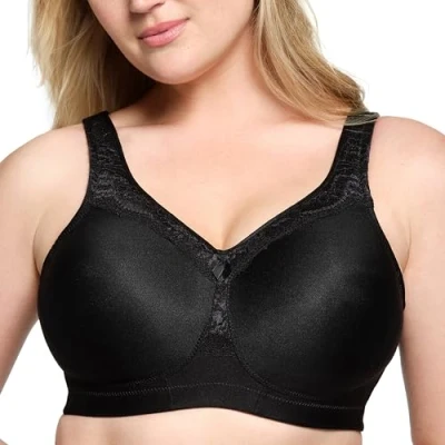 Afbeelding van Glamorise MagicLift #1007 Beugelloze beha voor dames, volledige dekking, ondoorzichtig, Zwart, 100F, 100F