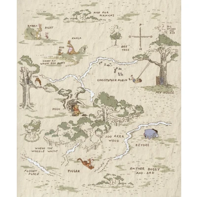 Afbeelding van Komar Vliesbehang Winnie Pooh Map 200x240 cm (breedte x hoogte)