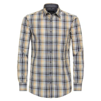 Afbeelding van Casa Moda Casual Comfort Fit Overhemd geel, Ruit
