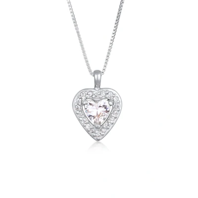 Afbeelding van Elli HERZ Zirkonia Liebe Ketting, Dames, Maat: 45, Silber