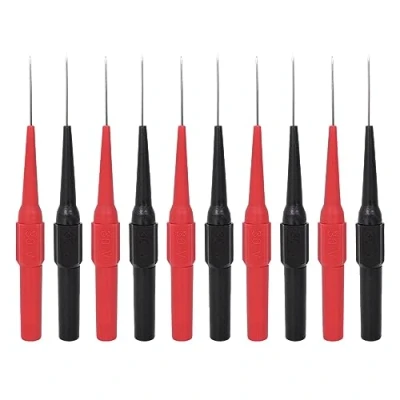 Afbeelding van 10 stuks 0,7 mm testsondes voor multimeter, hoogwaardige testsondes, testpunten met 4 bus banaanstekker, meetkabel, geschikt professionele metingen in de industrie, 30 V