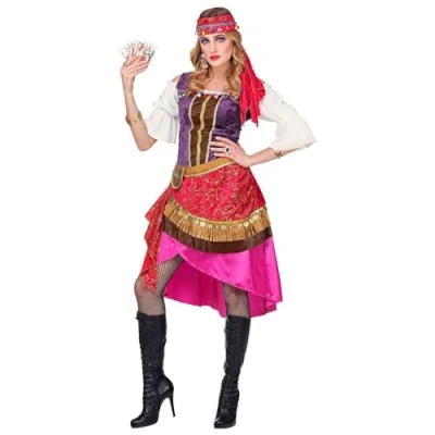 Afbeelding van Widmann Zigeuner &amp; Zigeunerin Kostuum Waarzegster Tarotinia Vrouw Paars, Roze Large Carnavalskleding Verkleedkleding