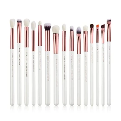 Afbeelding van Jessup 15 delige oogmake up kwastenset Eyeliner Eyebrow Blend Natuurlijk synthetisch haar Wit Roségoud T217