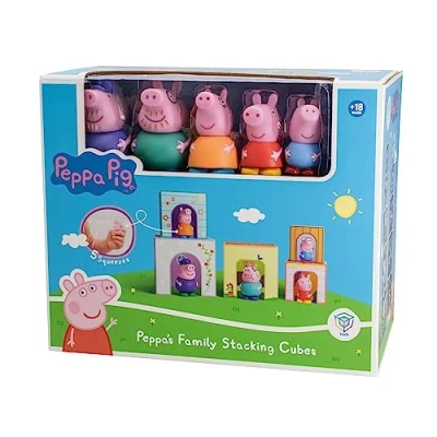 Afbeelding van DEQUBE Peppa Pig 921D00064 5 stapelbare dobbelstenen en figuren 2 speelgoed in 1