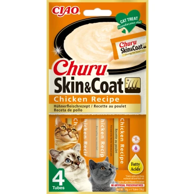 Afbeelding van Inaba Churu kat Skin &amp; Coat Puree Kip